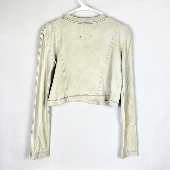 ZARA | 🤍 Vintage Style Faded Cropped Long-Sleeve Thermal Sweatshirt Crop Top - Picture 5 of 7